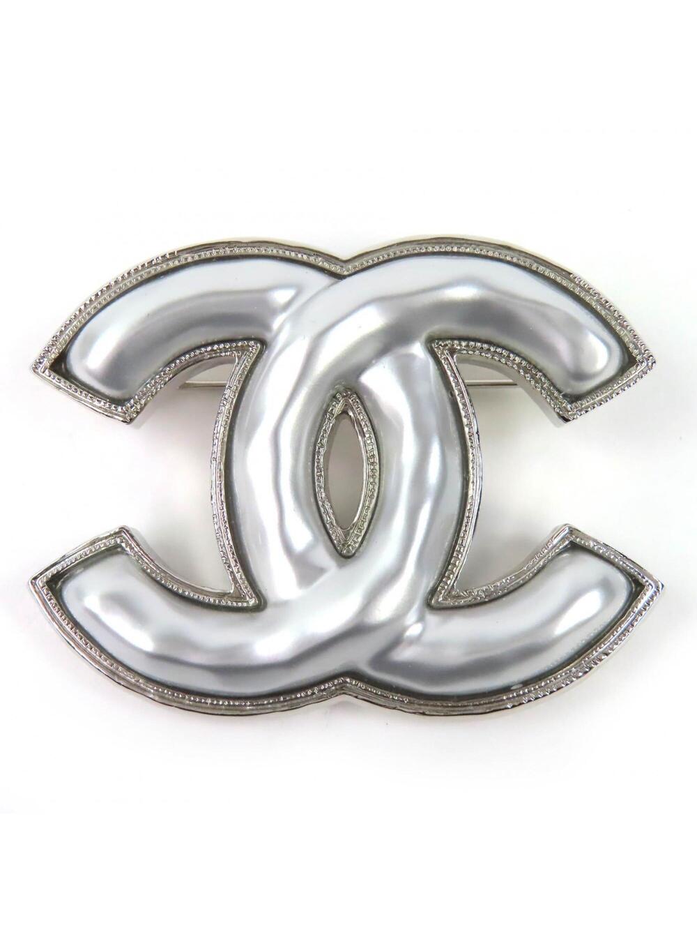 Chanel Cc Logo Brooch Sterling Silver #256922C11B